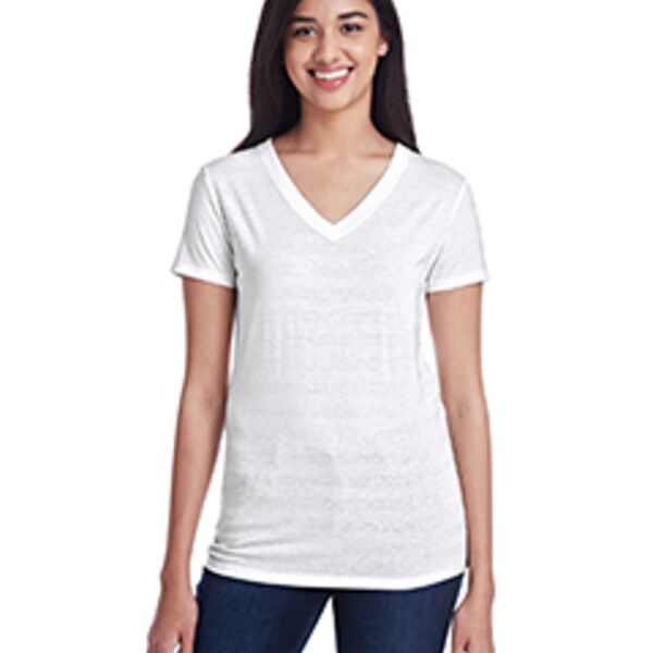 Ladies' Invisible Stripe V-Neck T-Shirt Thumbnail
