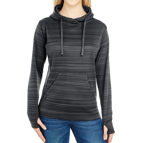 Ladies' Odyssey Striped Poly Fleece Lapover Hood Thumbnail